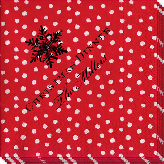 Small Red Dots Beverage Caspari Napkins